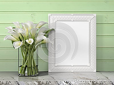 Mock up blank frame. 3d rendering Stock Photo