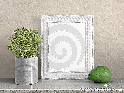 Mock up blank frame. 3d rendering Stock Photo