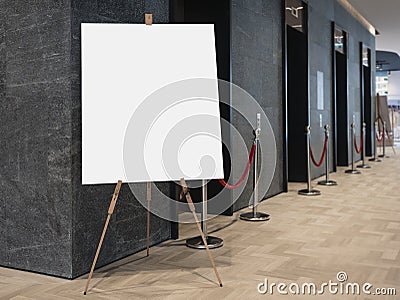 Mock up Blank Poster on stand Elevator indoor building Stock Photo