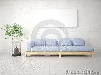 Mock up a bright living room with an unusual sofa. Stock Photo