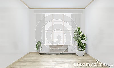 Mock up Cabinet woon japanese minimal design on empty room interior design.3D rendering Stock Photo