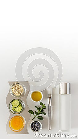 Mock up for cosmetics based on natural and organic ingredients. Home made skin care Stock Photo