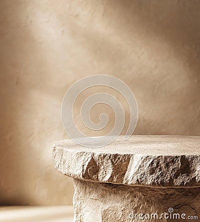 Mock up for 3D rendering presentation of a stone platform product display. Stock Photo