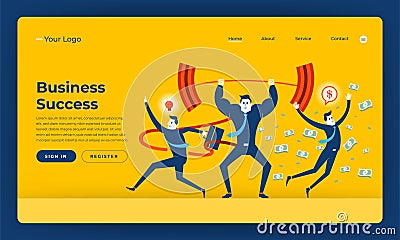 Mock-up design website flat design concept business success people skill. Vector illustration. Cartoon Illustration