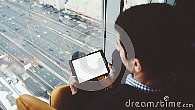 Mock up of digital tablet in man`s hands Stock Photo