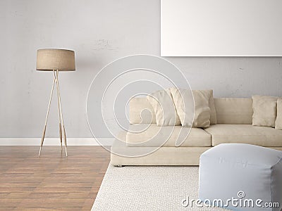 Mock up an elegant living room with a corner sofa. Stock Photo