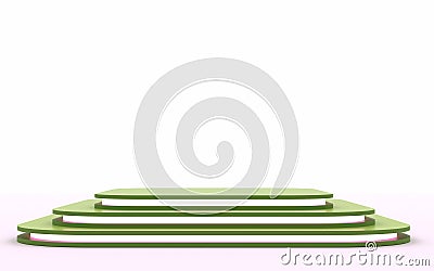 Green mock up of empty stage.Space to place your text or object. 3d render. Pink neon. Stock Photo
