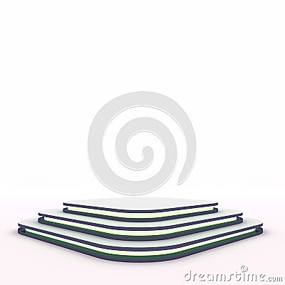 Square mock up of empty stage.Space to place your text or object. 3d render. Green neon. Stock Photo