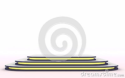 Mock up of empty stage.Space to place your text or object. 3d render. Yellow neon. Stock Photo