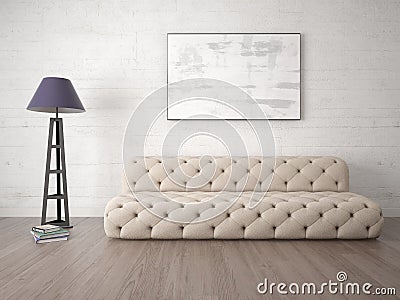 Mock up a fashionable living room with an exclusive sofa. Stock Photo