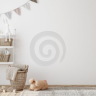 Mock up frame in children room interior background Stock Photo