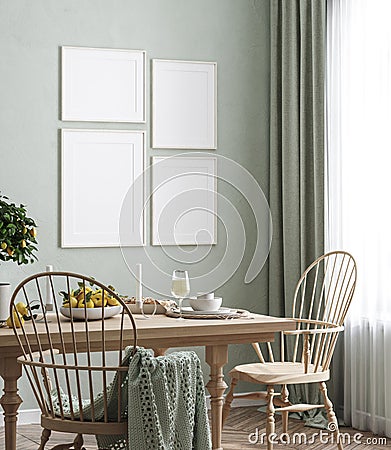 Mock up frame in home interior background, Scandinavian style Stock Photo