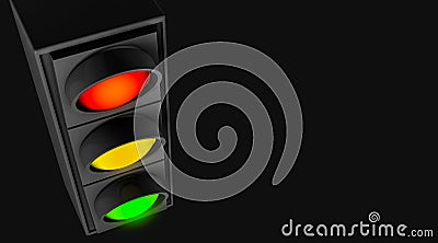 Mock up green, yellow and red traffic lights with top view and close up shot Stock Photo