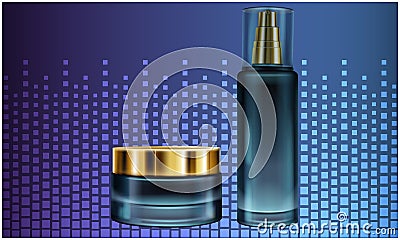 Mock up illustration of female cosmetic products on abstract background Vector Illustration
