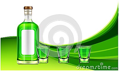 Mock up illustration wine bottle and glasses on abstract background Vector Illustration