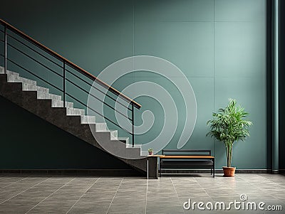 mock-up of indpoor stairs, front view from afar, space for text or product placement Stock Photo