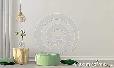 Mock up interior with a green puff Cartoon Illustration