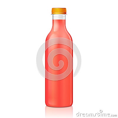 Mock Up Juice Glass Plastic Red Bottle On White Background Isolated. Ready For Your Design. Vector EPS10 Vector Illustration