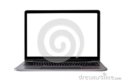 Mock up laptop devices isolated white background. personal computer notebook with empty screen. white,blank copy space for use Stock Photo