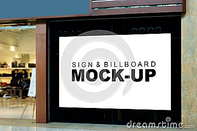 Mock up large billboard on the wall near entrance Stock Photo