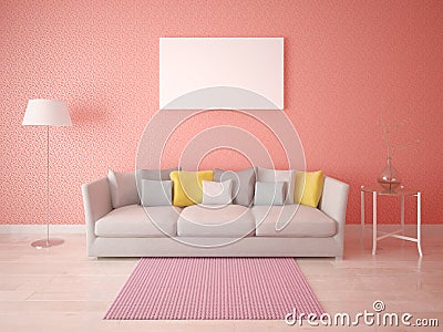 Mock up the living room in Scandinavian style. Stock Photo