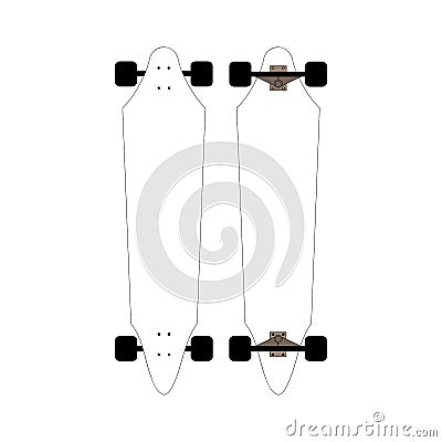 Mock-up for longboards. Mock up for white longboards with black wheels. isolated Vector Illustration
