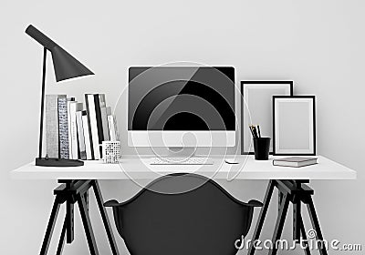 Mock up modern workspace template mock up background Stock Photo