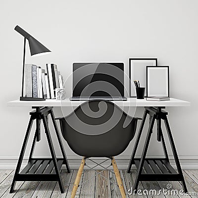 Mock up modern workspace template mock up background Stock Photo