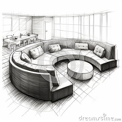 mock up modular rectangle corner sofa sketch , generated by AI Stock Photo