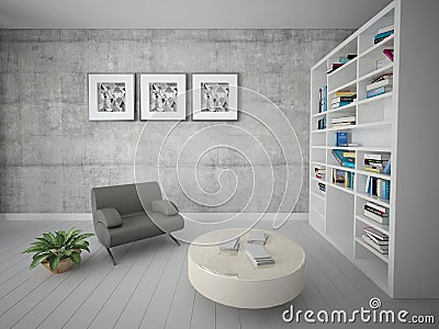 Mock up the original living room with a stylish comfortable armchair. Stock Photo