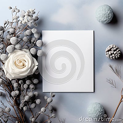 mock-up paper featuring flower and brunch arrangements, offering a creative template for your artistic endeavors. Stock Photo