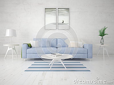 Mock up a perfect living room with a stylish compact sofa. Stock Photo
