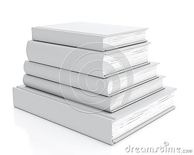 Mock up pile of blank books isolated on white background Stock Photo