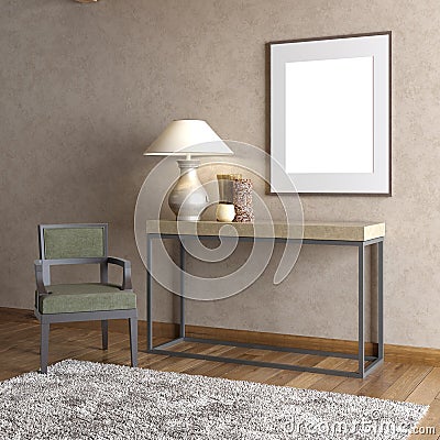 Mock up poster blank in the interior. Stock Photo