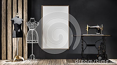 Mock-up poster frame in atelier Stock Photo