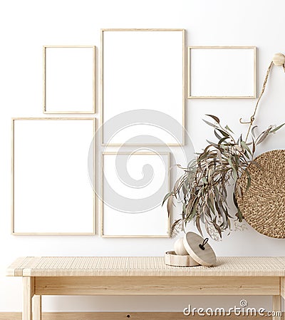 Mock up poster frame in living room interior. Interior Scandinavian style Stock Photo