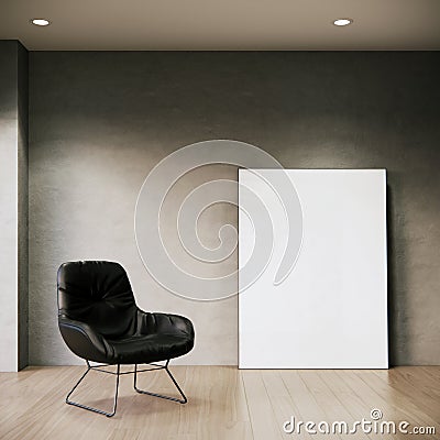 Mock up poster frame in modern interior background,room ideas, modern loft style, 3D render Cartoon Illustration