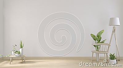 Mock up - mock up poster frame and white white living room minimal design.3D rendering Stock Photo