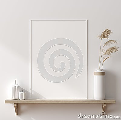 Mock up poster in interior background, Scandinavian style Stock Photo