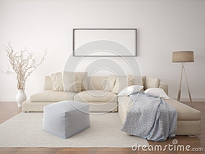 Mock up poster living room. Stock Photo