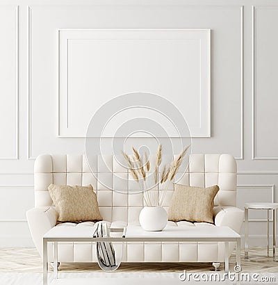 Mock up poster in luxury classic style living room interior Stock Photo