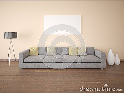 Mock up poster modern living room with a comfortable sofa. Stock Photo