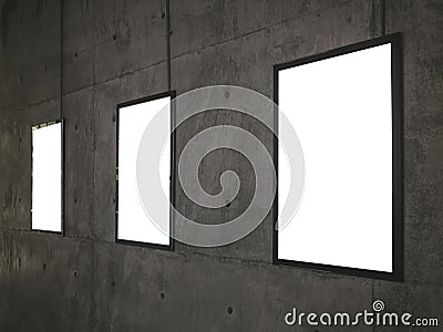 Mock up posters Blank Board frame on cement wall Stock Photo