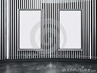 Mock up Posters frame on wall Media Indoor building Stock Photo