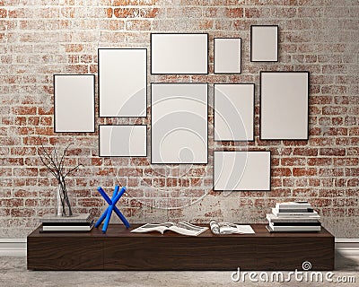 Mock up posters frames Stock Photo