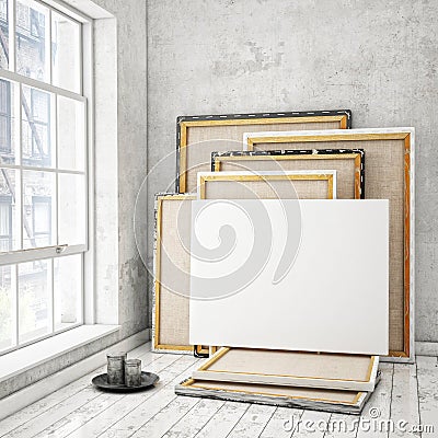 Mock up posters frames Stock Photo