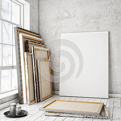 Mock up posters frames Stock Photo