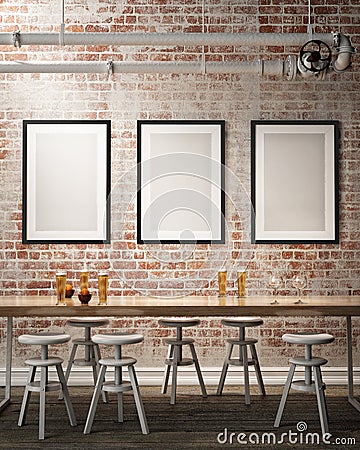 Mock up posters frames Stock Photo
