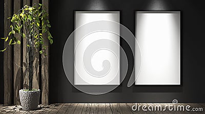 Mock-up posters in gallery Stock Photo