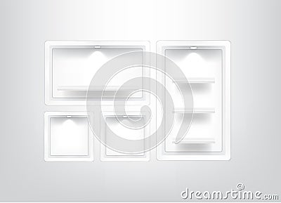 Mock up Realistic Empty Square Shelf for interior to Show Product with light and shadow on white background illustration Vector Illustration